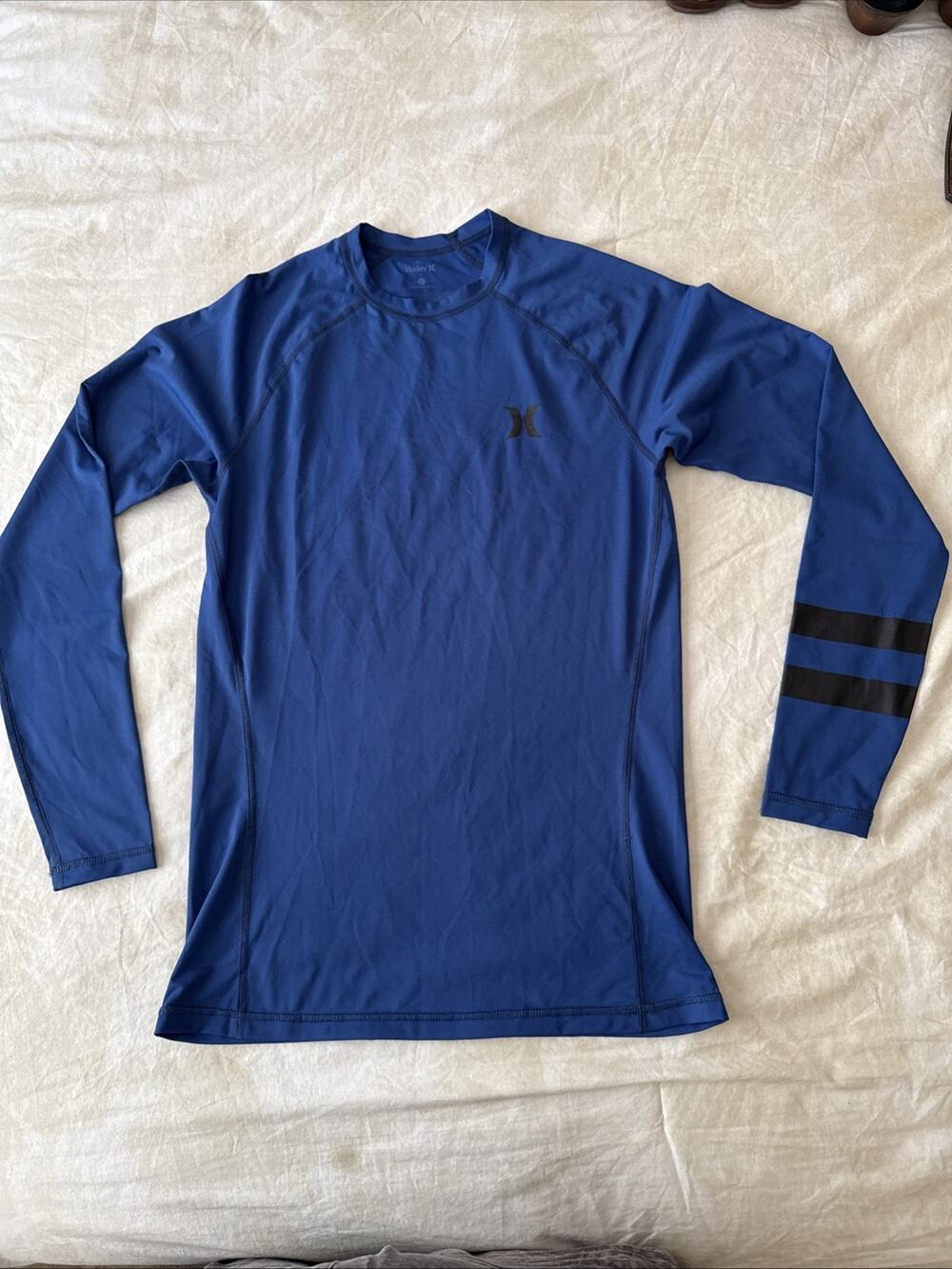Hurley UPF 50+ Long Sleeve Rash Guard Swim Top Blue Womens Large